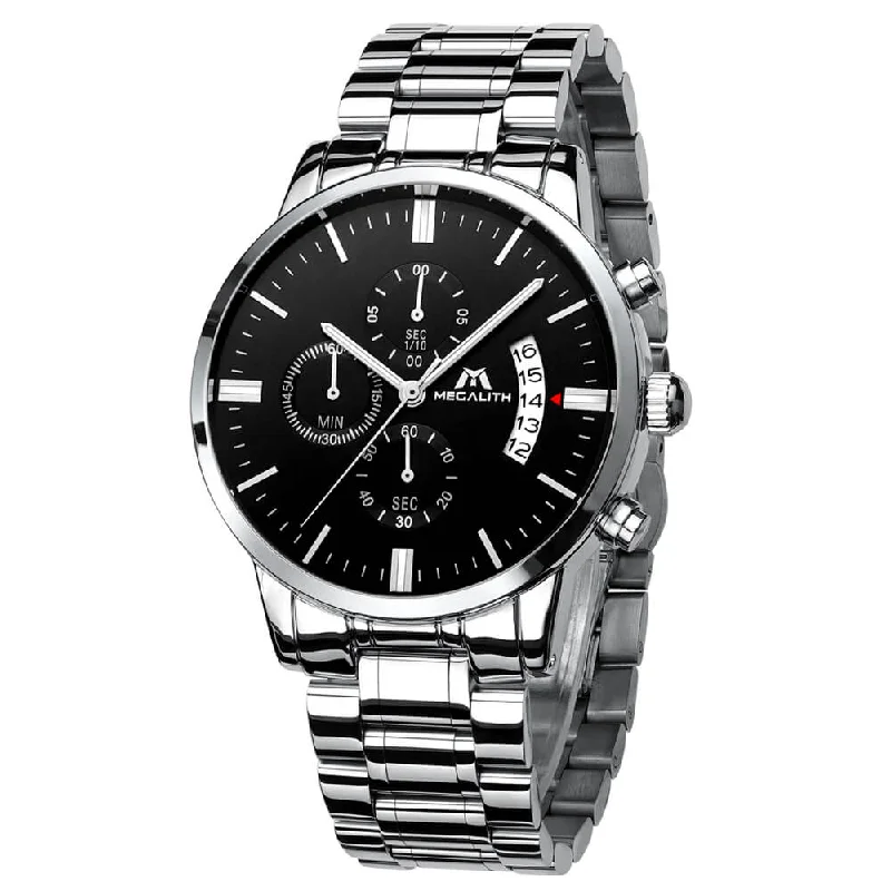 silver- black dial