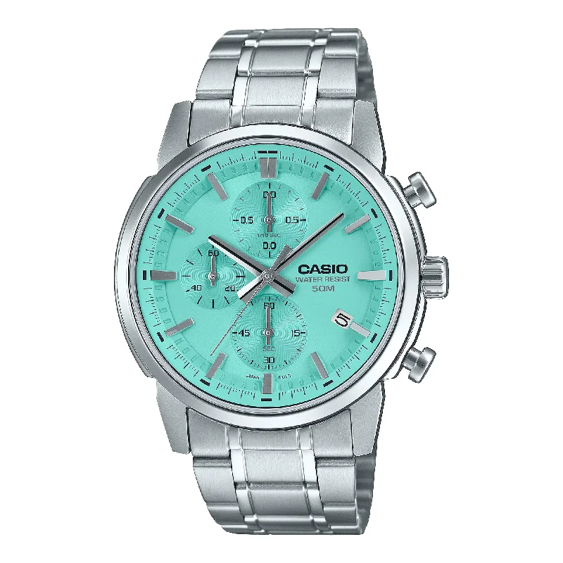 Casio Men's Analog Sporty Chronograph Stainless Steel Band Watch MTPE510D-2A MTP-E510D-2A