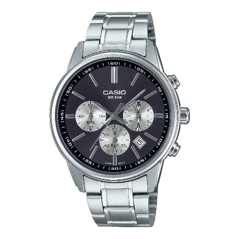 Casio Men's Analog Sporty Chronograph Stainless Steel Band Watch MTPE515D-1A MTP-E515D-1A