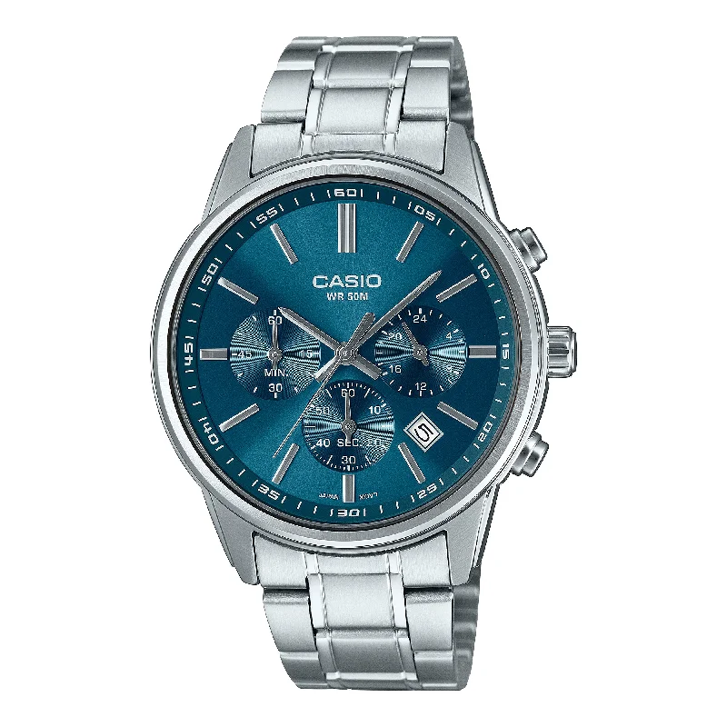 Casio Men's Analog Sporty Chronograph Stainless Steel Band Watch MTPE515D-2A1 MTP-E515D-2A1