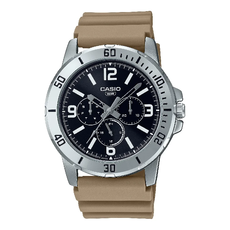 Casio Men's Analog Sporty Khaki Resin Band Watch MTPVD300-5B MTP-VD300-5B