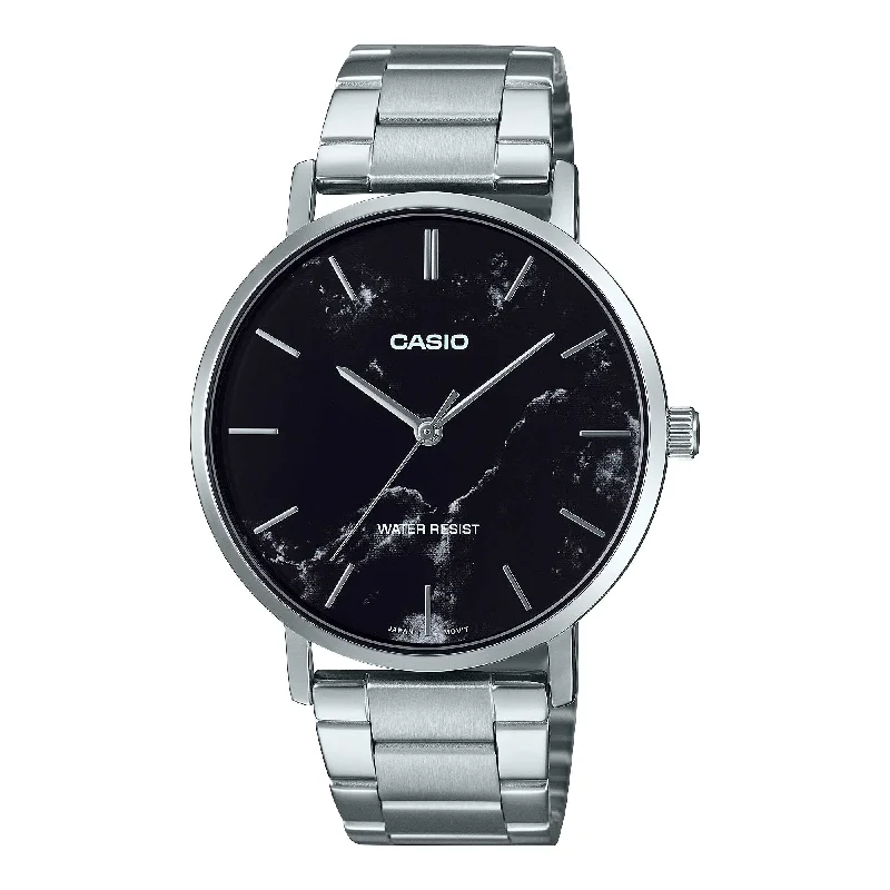 Casio Men's Analog Stainless Steel Band Watch MTPVT01DM-1A MTP-VT01DM-1A