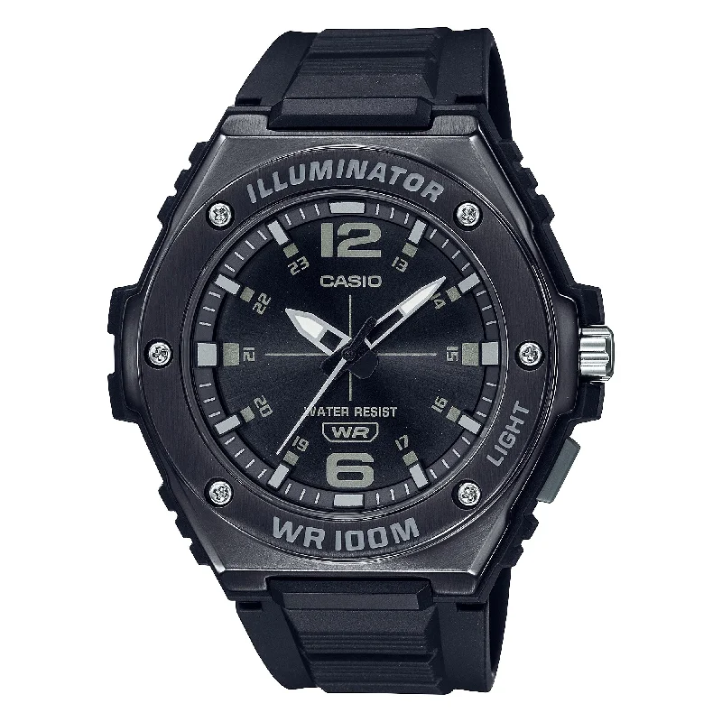 Casio Men's Analog Black Resin Band Watch MWA100HB-1A MWA-100HB-1A