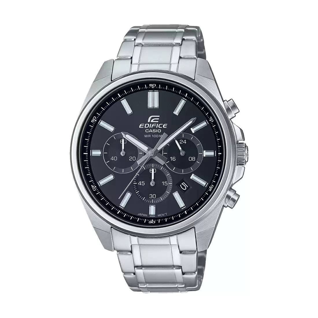 Casio Edifice EFV-650D-1AVUDF Black Analog Dial Silver Stainless Steel Band Men's Watch Chronograph 100M Water Resistant ED596