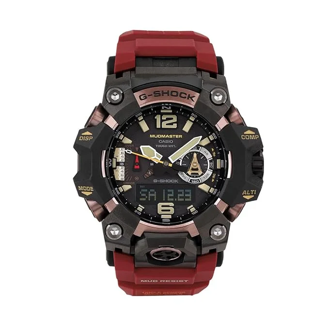 Casio G-Shock GWG-B1000-1A4DR Rose Gold IP Analog-Digital Dial Red Resin Strap Men's Watch Mud Resistant Tough Solar G1474