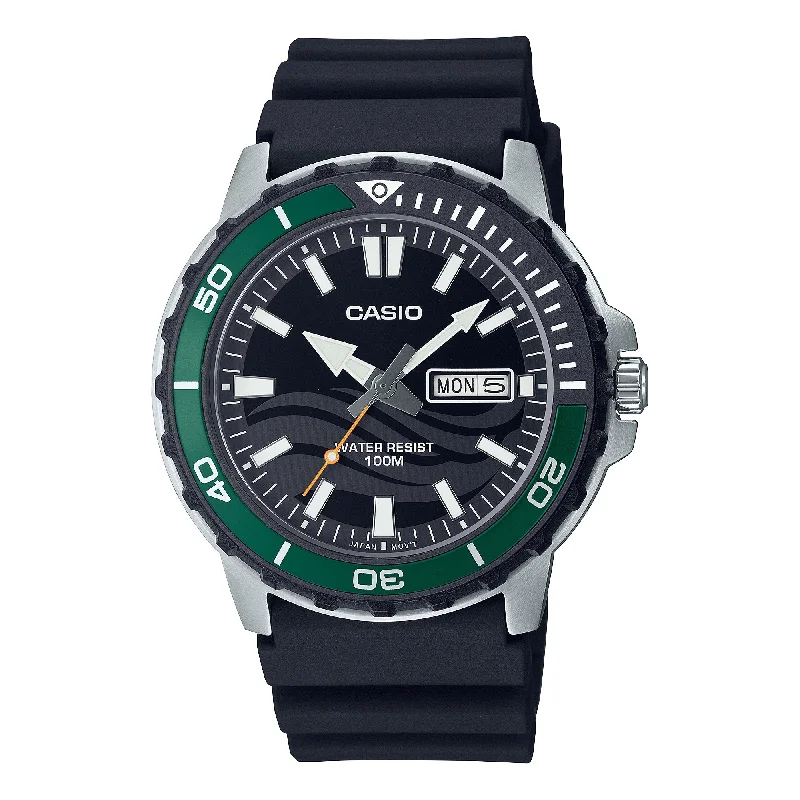 Casio Men's Analog Sporty Black Resin Band Watch MTD125-1A MTD-125-1A