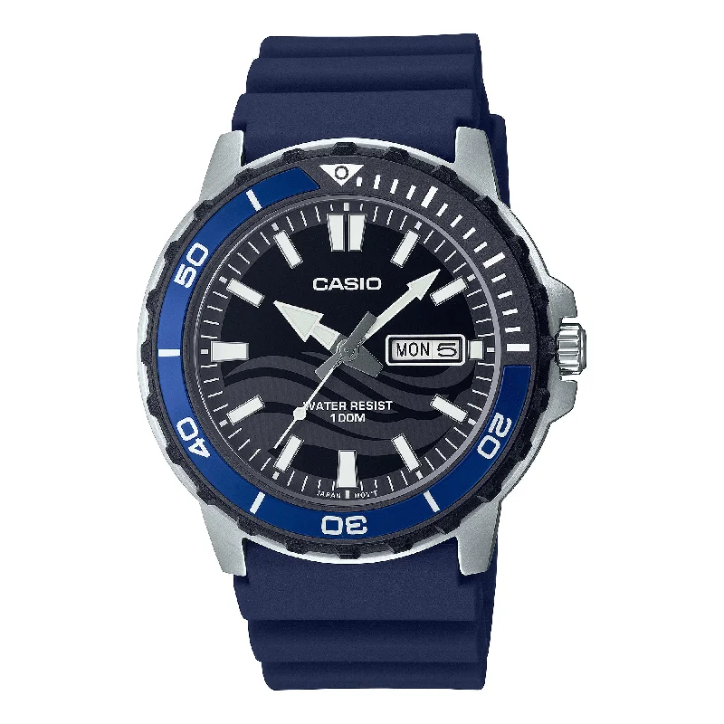 Casio Men's Analog Sporty Navy Blue Resin Band Watch MTD125-2A MTD-125-2A