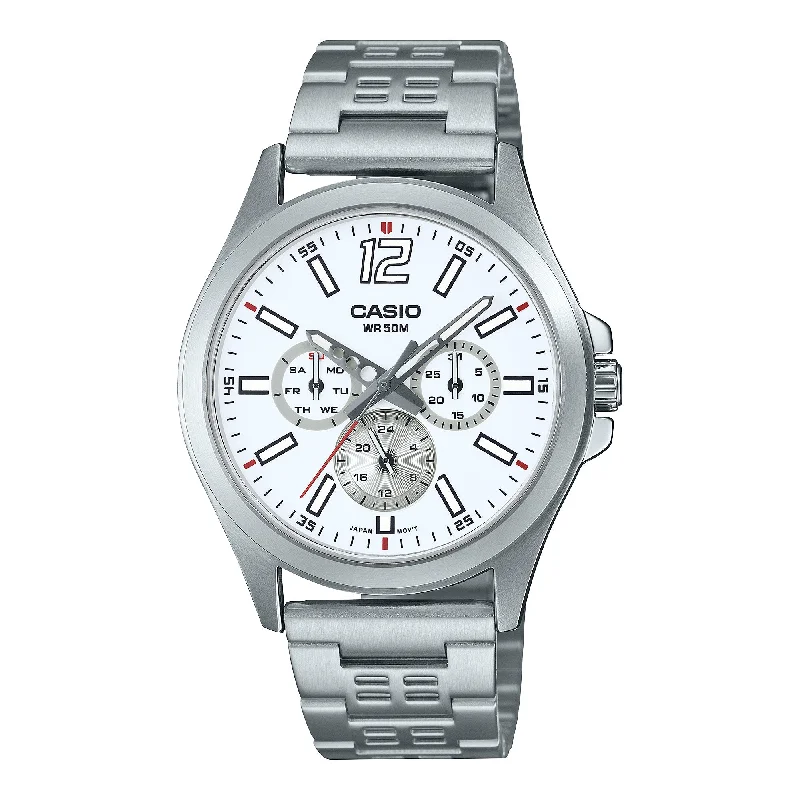 Casio Men's Analog Stainless Steel Band Watch MTPE350D-7B MTP-E350D-7B