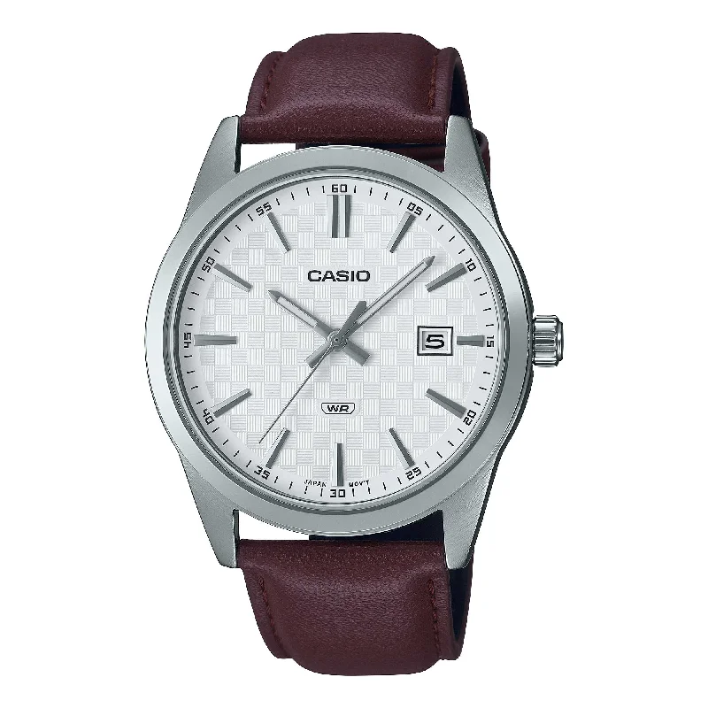 Casio Men's Analog Brown Leather Strap Watch MTPVD03L-5A MTP-VD03L-5A