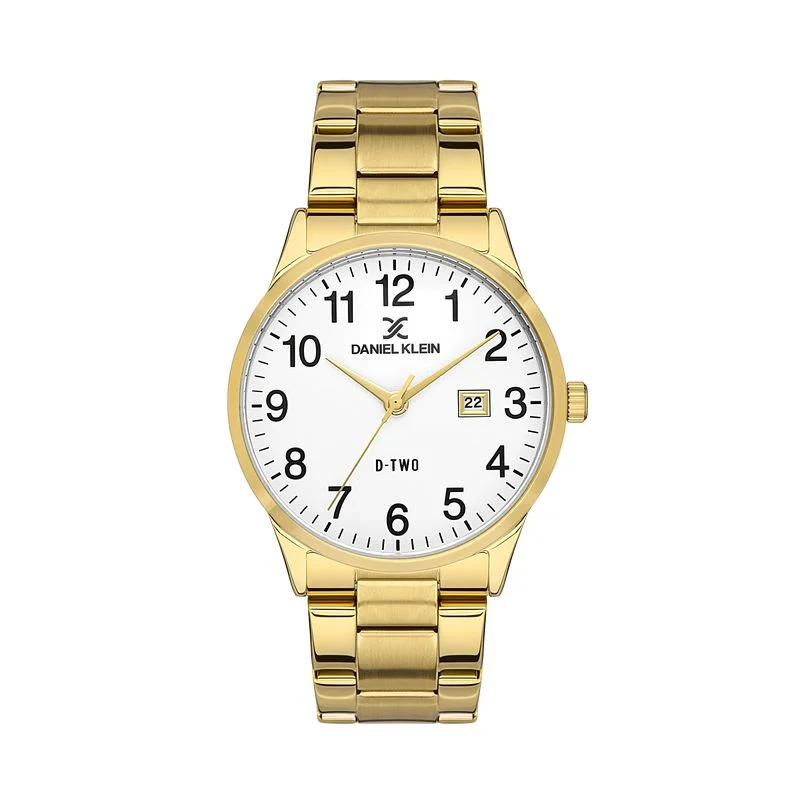 Daniel Klein D-TWO IP Gold White Dial 3 Hands Watch