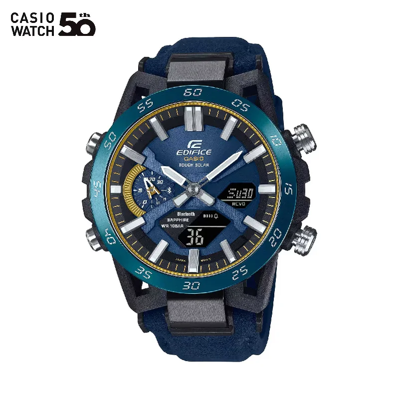 Casio Edifice ECB-2000 Lineup SOSPENSIONE 50th Anniversary Tough Solar Bluetooth® Blue Alcantara Material Band Watch ECB2000SS-2A ECB-2000SS-2A