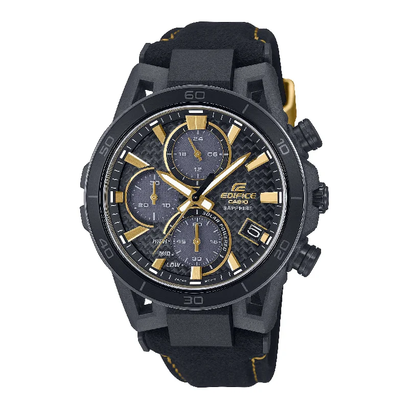 Casio Edifice SOSPENSIONE 50th Anniversary Limited Model Zero to One Series Solar Black Alcantara Material Band Watch EFSS640ZE-1A EFS-S640ZE-1A