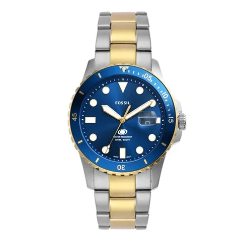 Fossil Men Stainless Steel Analog Blue Dial Watch-Fs6034