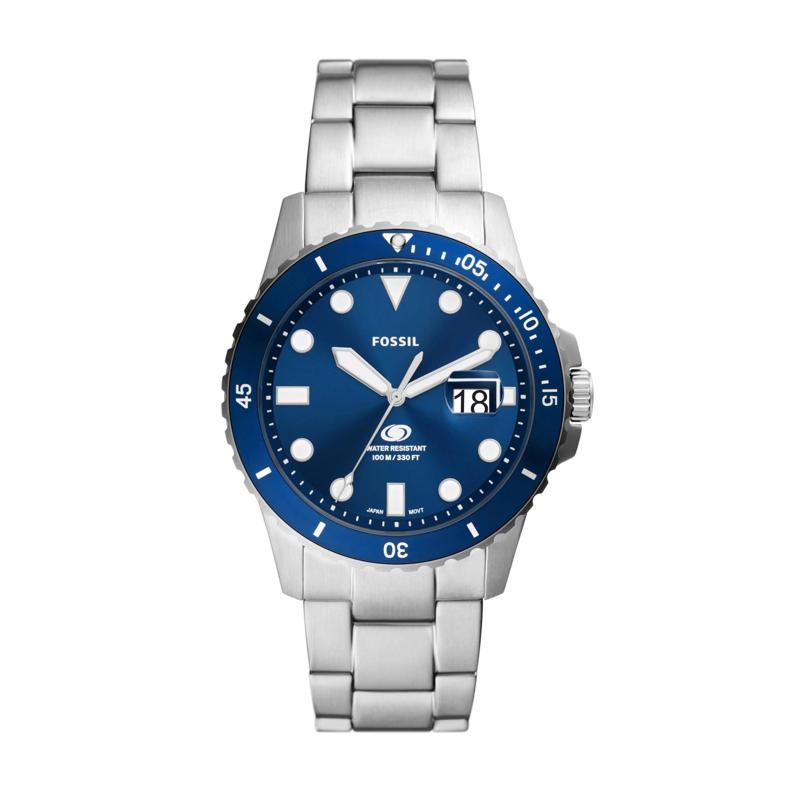 Fossil Men's Blue Dive Three-Hand Date Stainless Steel Watch FS6029