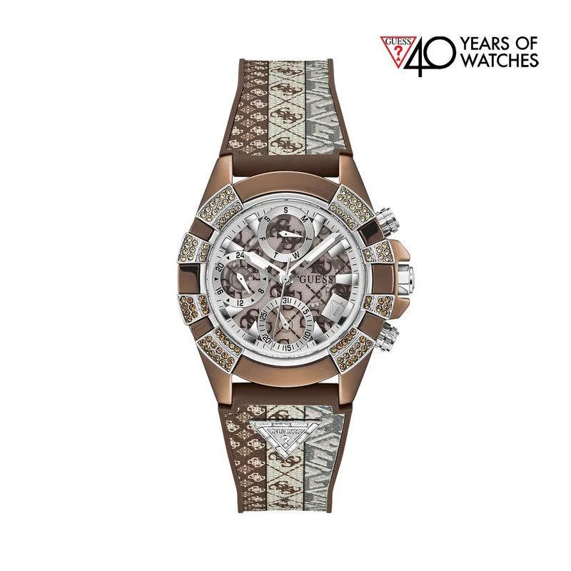 Guess 40th Anniversary Special Edition Ladies Brown Coffee Multi-function Watch