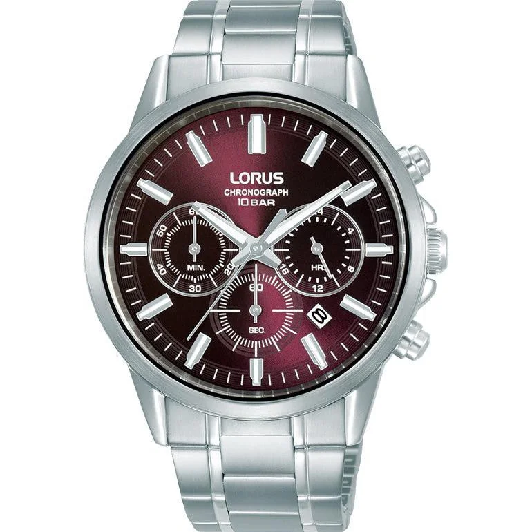 Lorus Gents Maroon Dial Chronograph Watch