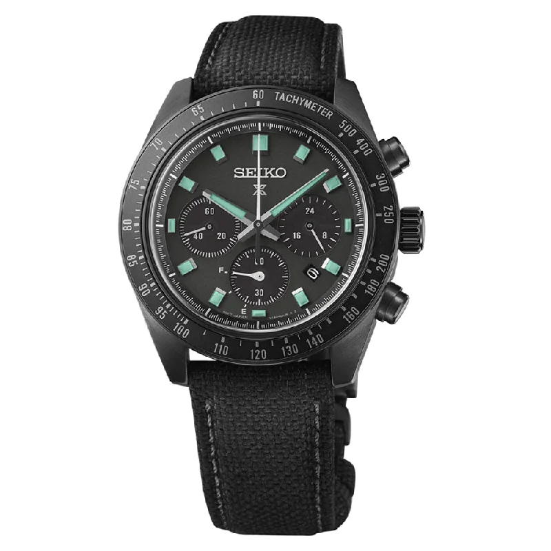 Seiko Prospex Solar Chronograph Speedtimer The Black Series Black Nylon Strap Watch SSC923P1