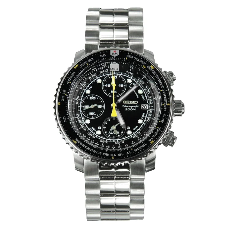 Seiko Chronograph Silver Stainless Steel Band Watch SNA411P1