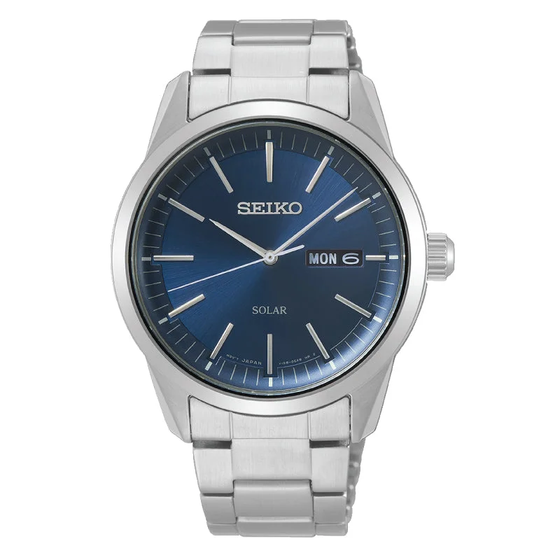 Seiko Solar Silver Stainless Steel Band Watch SNE525P1