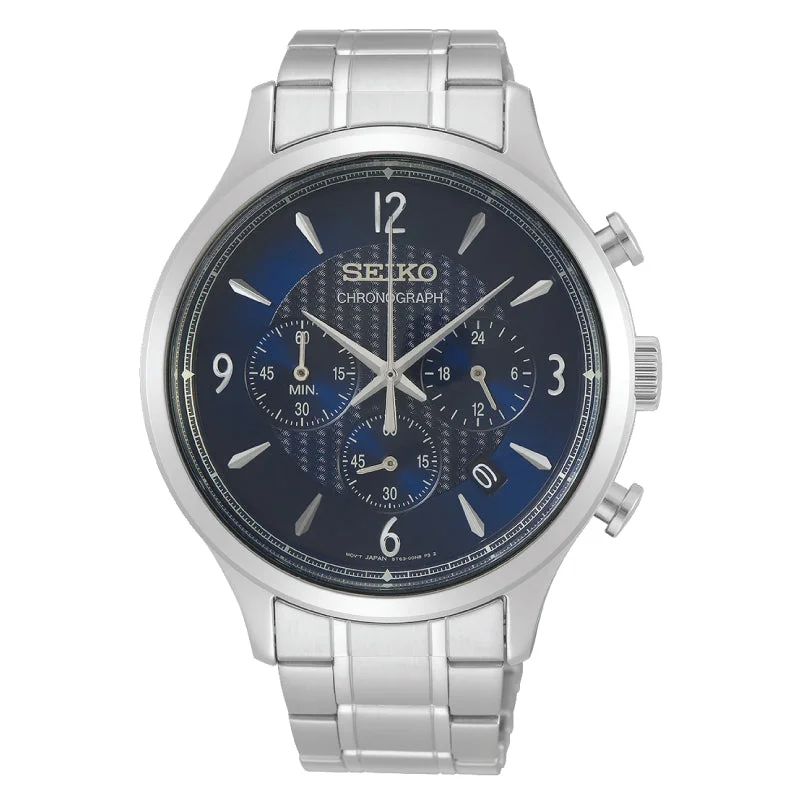 Seiko Chronograph Silver Stainless Steel Band Watch SSB345P1