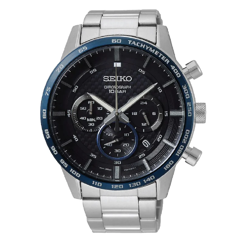 Seiko Chronograph Silver Stainless Steel Band Watch SSB357P1