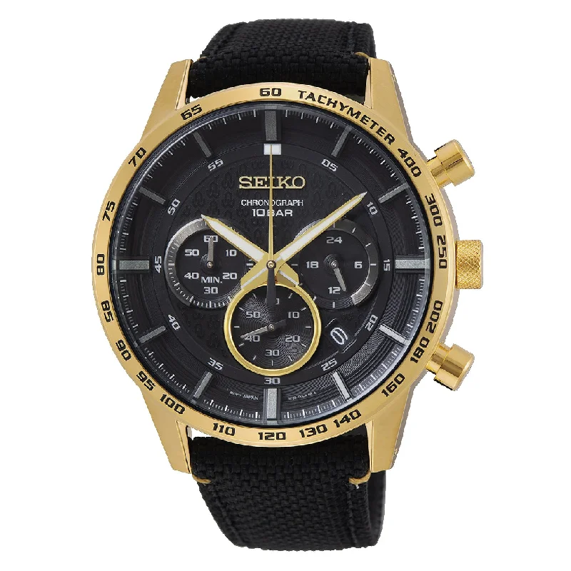 Seiko Chronograph 50th Anniversary Special Edition Black Canvas Strap Watch SSB364P1