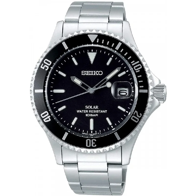 Seiko Solar (Japan Made) Silver Stainless Steel Band Watch SZEV011 SZEV011J