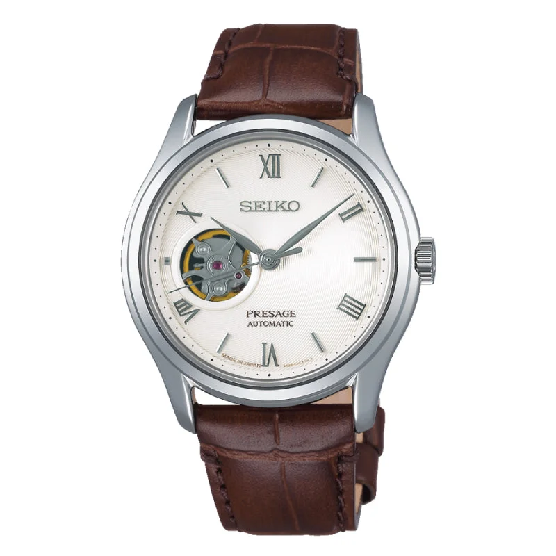 Seiko Presage (Japan Made) Open Heart Automatic Brown Calfskin Leather Strap Watch SARY175 SARY175J (LOCAL BUYERS ONLY)