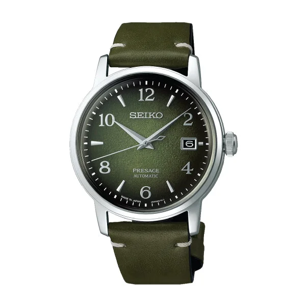 Seiko Presage (Japan Made) Basic Line Star Bar Original Cocktail ? (Raku) Limited Edition Olive Green Calfskin Leather Strap Watch SRPF41J SRPF41J1 (LOCAL BUYERS ONLY)