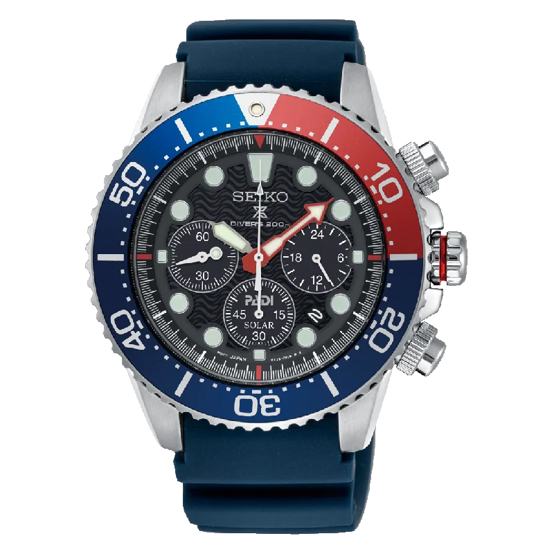 Seiko Prospex and PADI Diver's Solar Chronograph Special Edition Blue Silicone Strap Watch SSC785P1 (LOCAL BUYER ONLY)