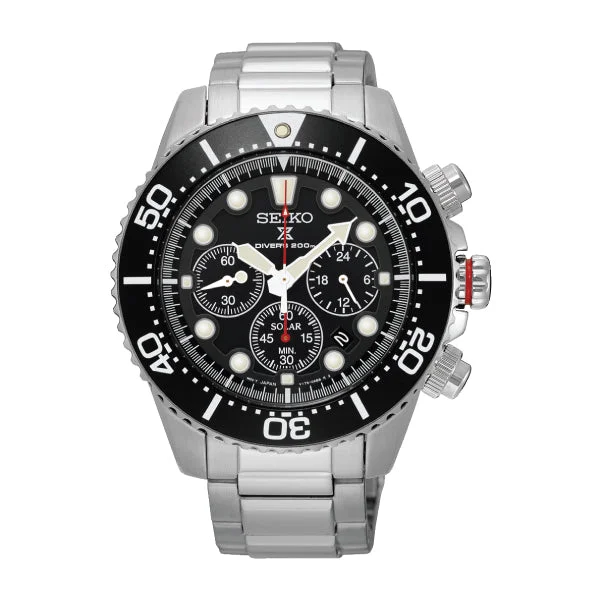 Seiko Prospex Solar Diver's Chronograph Silver Stainless Steel Band Watch SSC015P1 / SSC779P1 (LOCAL BUYERS ONLY)