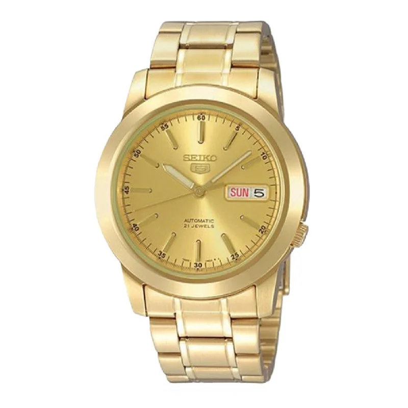 Seiko 5 Automatic Gold-Tone Stainless Steel Band Watch SNKE56K1