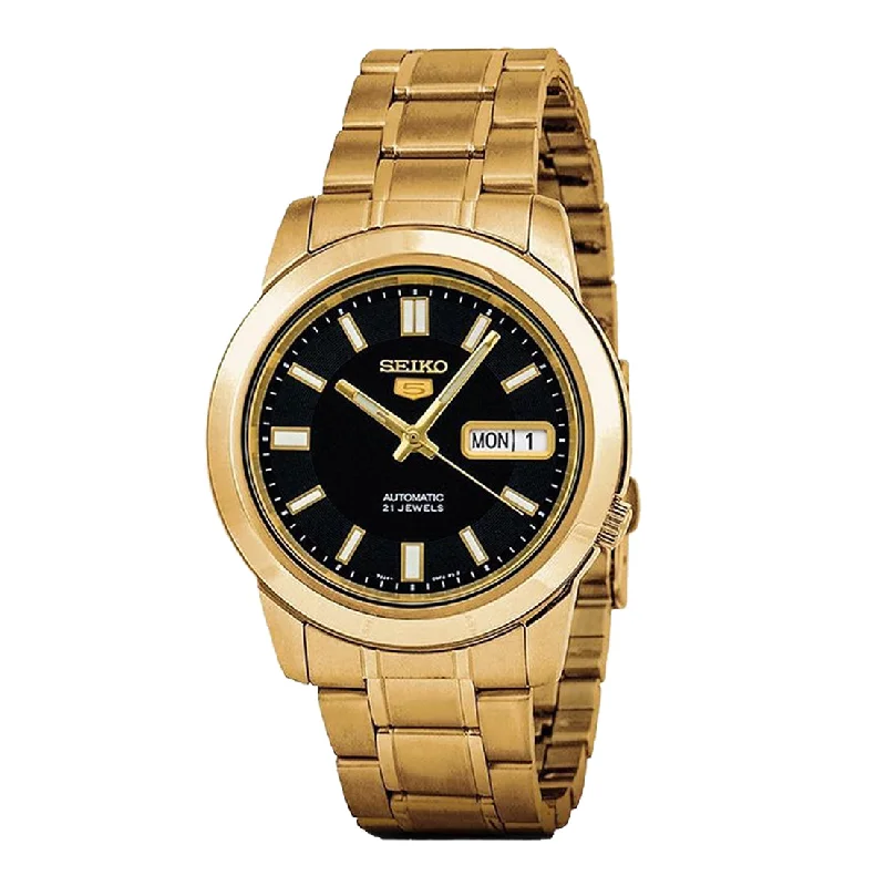 Seiko 5 Automatic Gold-Tone Stainless Steel Band Watch SNKK22K1