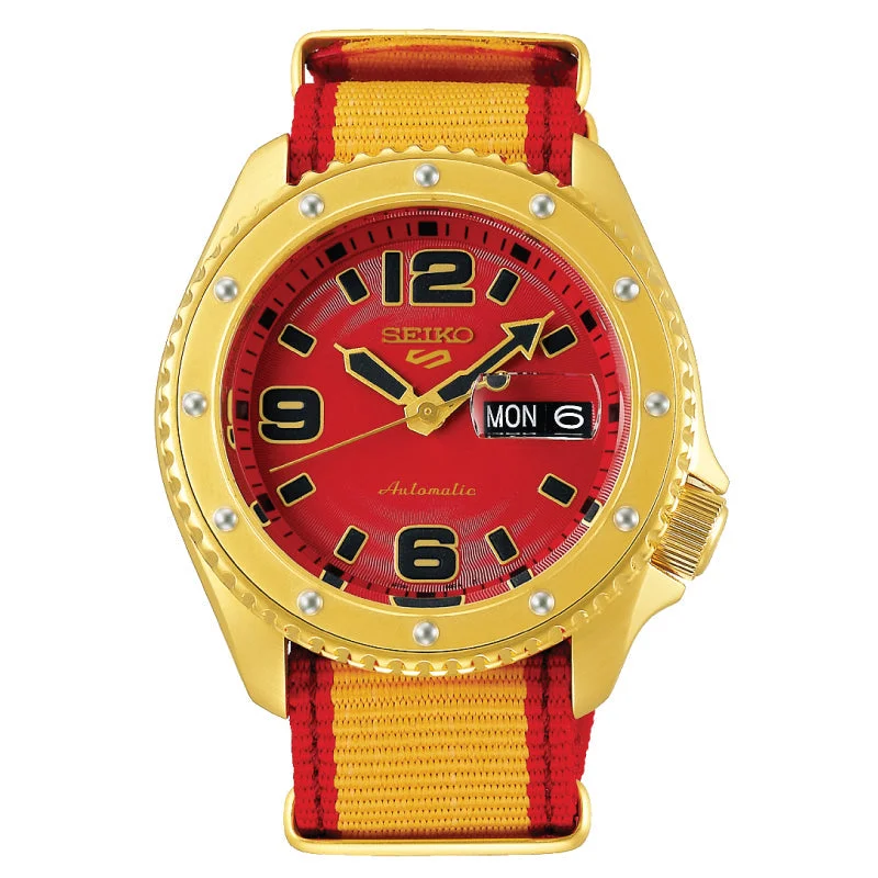 Seiko 5 Sports Automatic STREET FIGHTER V Limited Edition (Iron Cyclone - ZANGIEF) Yello and Red Nylon Strap Watch SRPF24K1 (LOCAL BUYERS ONLY)