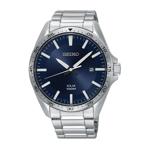 Seiko Solar Silver Stainless Steel Band Watch SNE483P1 (Not For EU Buyers)