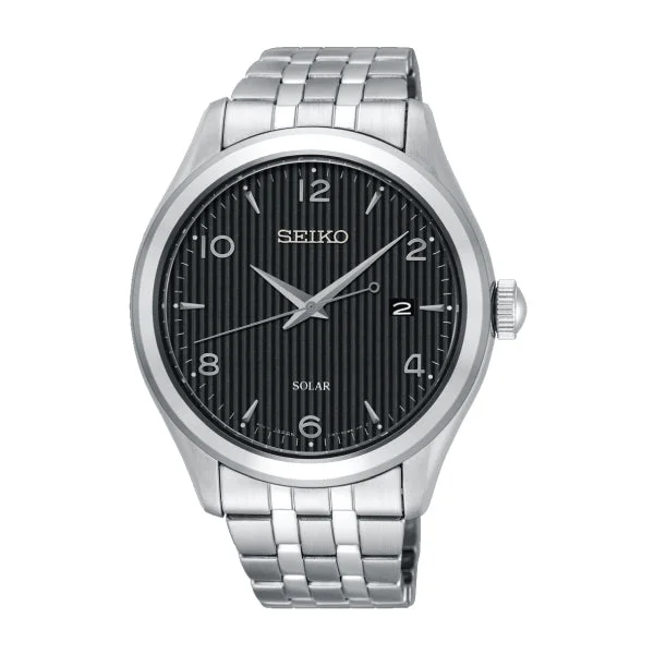 Seiko Solar Silver Stainless Steel Band Watch SNE489P1