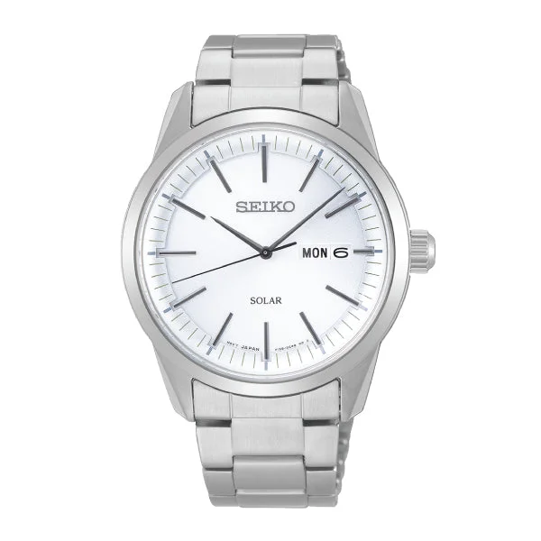 Seiko Solar Silver Stainless Steel Band Watch SNE523P1