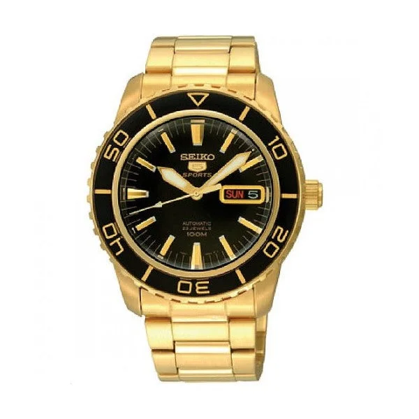 Seiko 5 Sports Automatic Gold-tone Stainless Steel Band Watch SNZH60K1