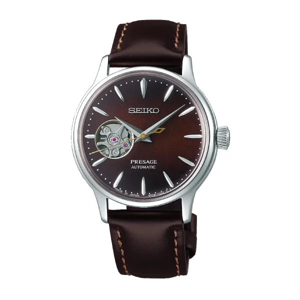 Seiko Presage (Japan Made) Open Heart Automatic Brown Calfskin Leather Strap Watch SSA783J1 (Not For EU Buyers) (LOCAL BUYERS ONLY)