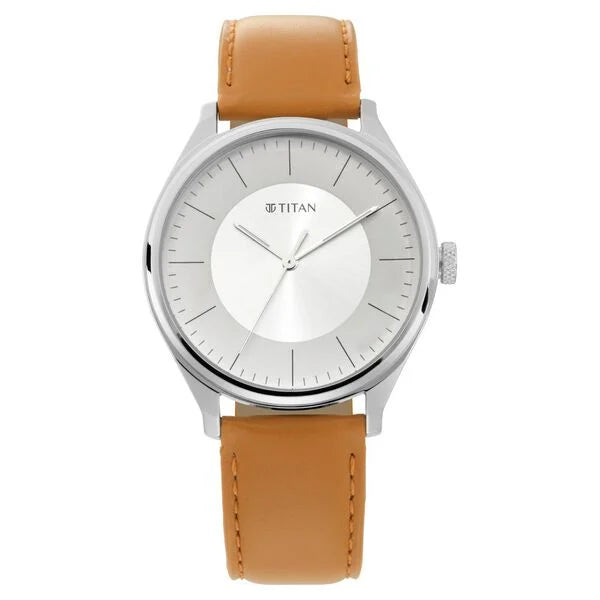 Titan Men's Urban Edge Lustrous White Dial Leather Watch 1802sl07