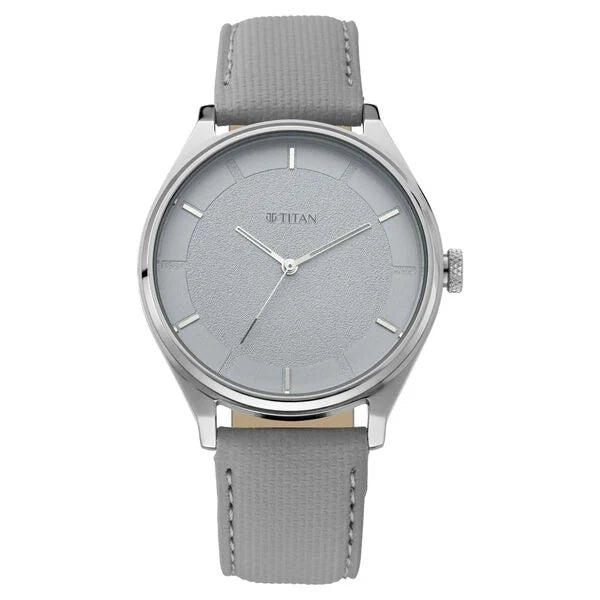 Titan Men's Classic Watch: Gradient Dial & Sleek Markings with Leather Strap 1802sl12