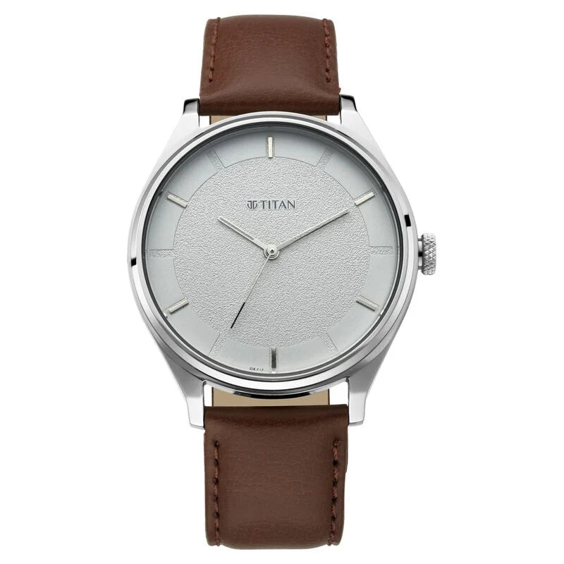 Titan Men's Classic Watch: Gradient Dial & Sleek Markings with Leather Strap 1802sl13