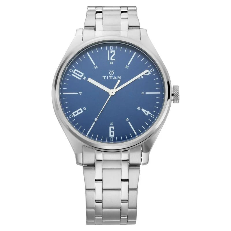 Titan Men's Minimalist Zen Watch: Sleek Metal Strap with Contrast Hands 1802sm02