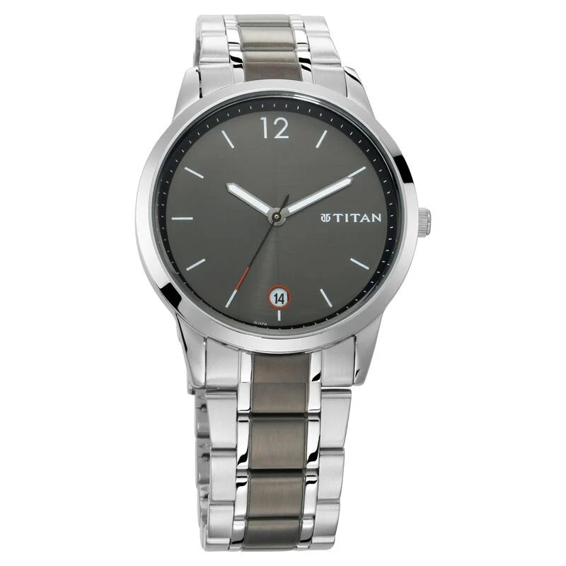 Titan Men's Timeless Style Watch: Refined Anthra Dial and Metal Strap 1806km01